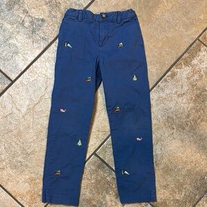 Vineyard Vines Kids Holiday Christmas Embroidered Blue Khaki Adjustable Pants